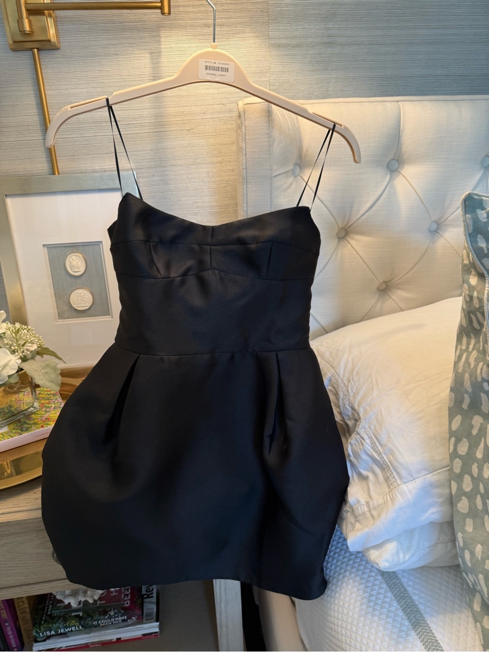 Amanda Uprichard Black Satin Mini Dress